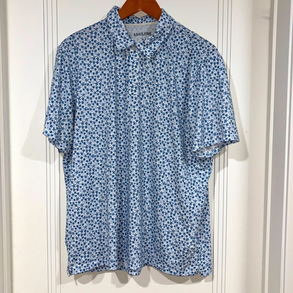 Polo with Small Blue Flower Print